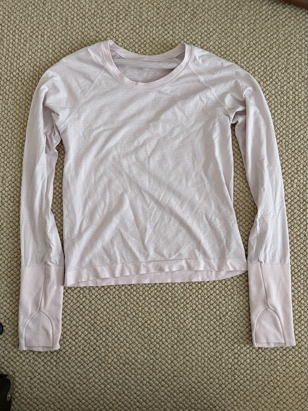 lululemon athletica Pale Pink Long Sleeve Performance Tee